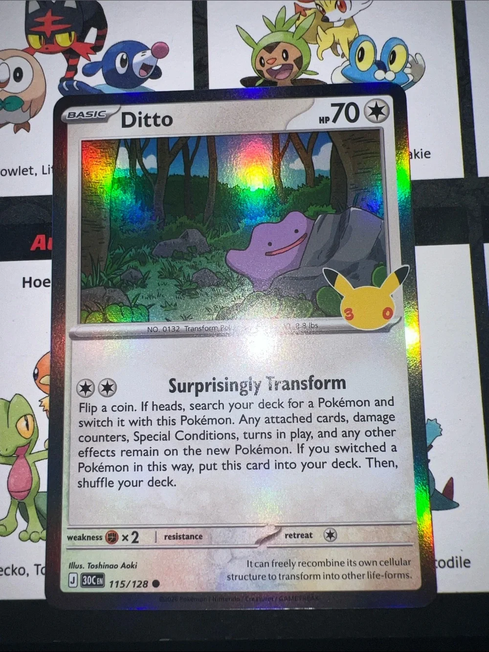 Pokemon Ditto Holofoil Card - Purple, Green, Blue